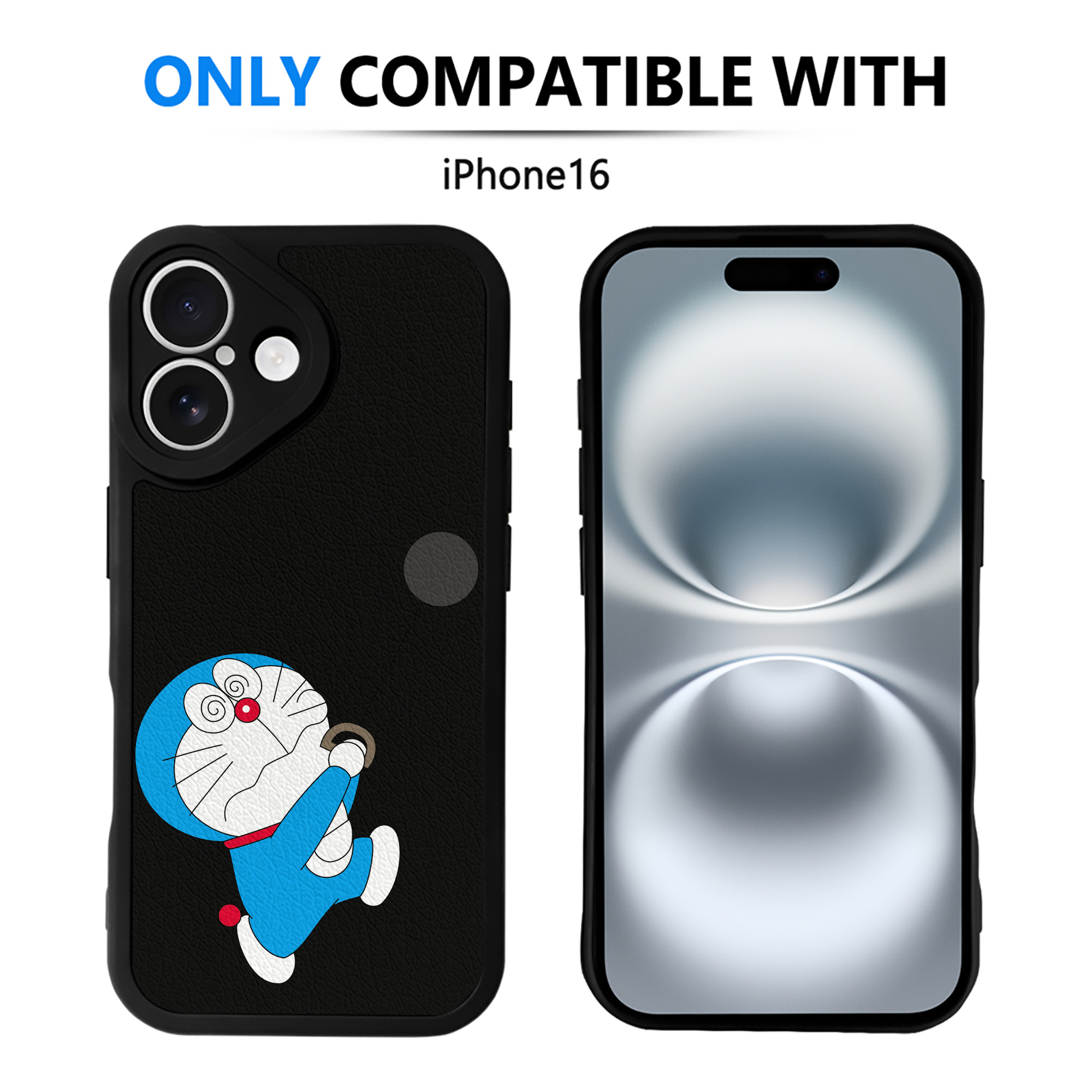 （画像用） ドラえもん Doraemon 【iPhone 16シリーズ対応】シリコンスマホケース（レザー調） 材質：シリコン